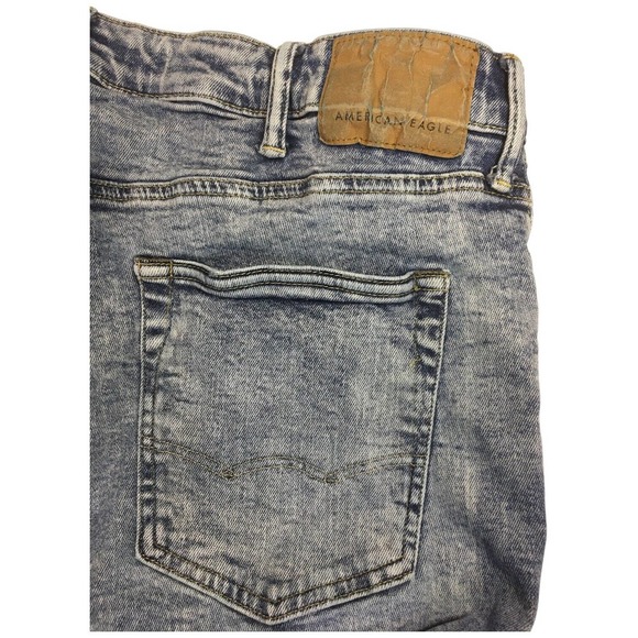 American Eagle Mens Size 38 Flex Slim Taper Distressed Stone Wash Denim Blue - Picture 13 of 14